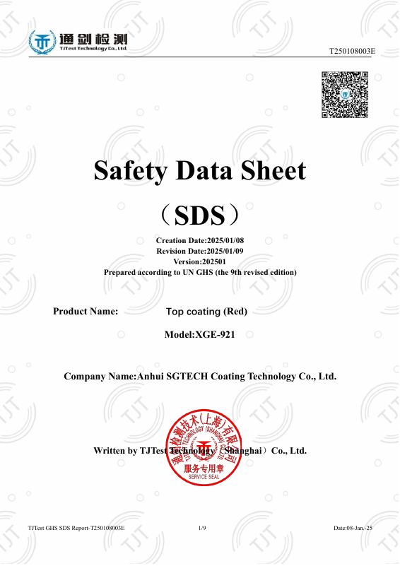 Top Coating (Red / Orange) MSDS